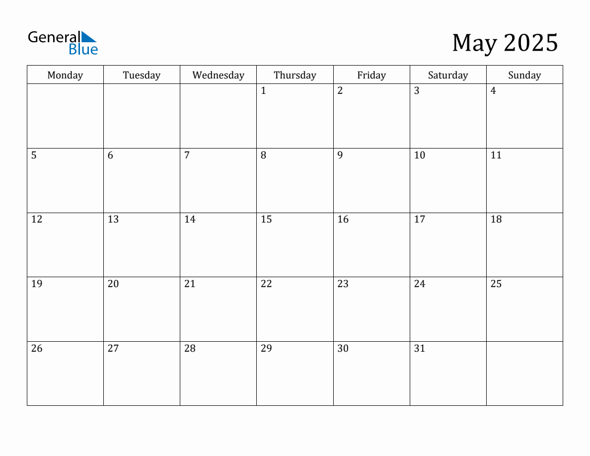 May 2025 Monday Start Calendar (PDF, Excel, Word) may-2025-monday-start-calendar-pdf-excel-word
