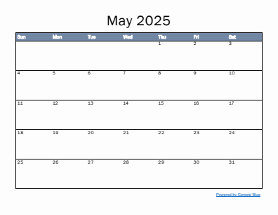 Last month calendar May 2025