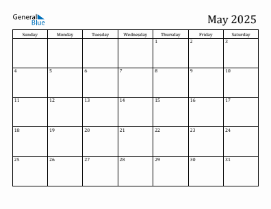 Current month calendar May 2025