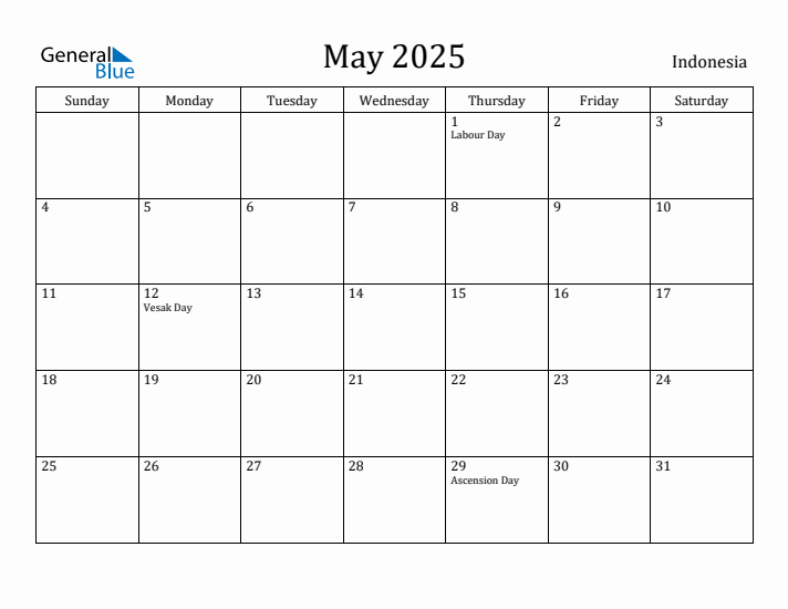 May 2025 Calendar Indonesia