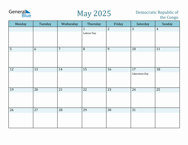 May 2025 Calendar with Holidays