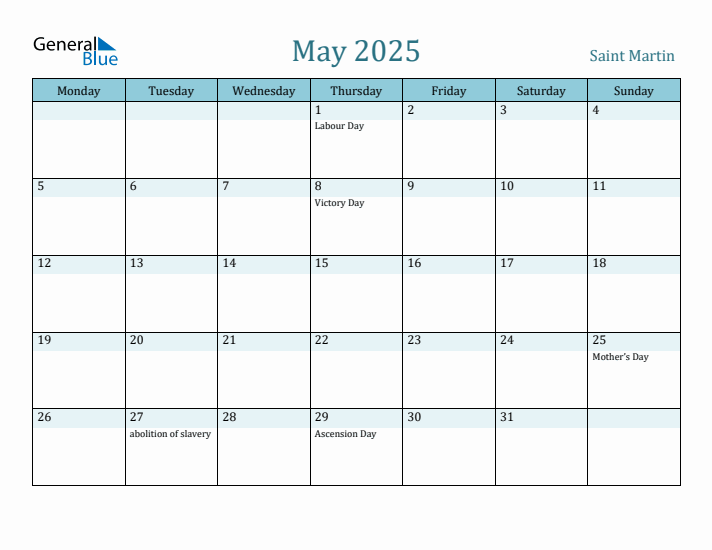May 2025 Calendar with Holidays