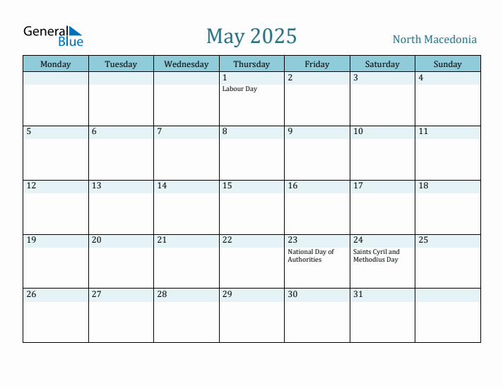 May 2025 Calendar with Holidays
