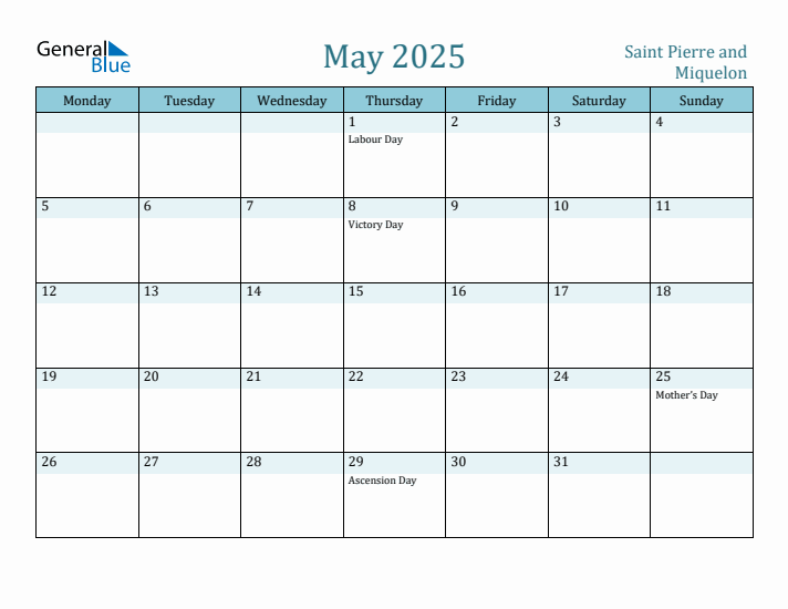 May 2025 Calendar with Holidays