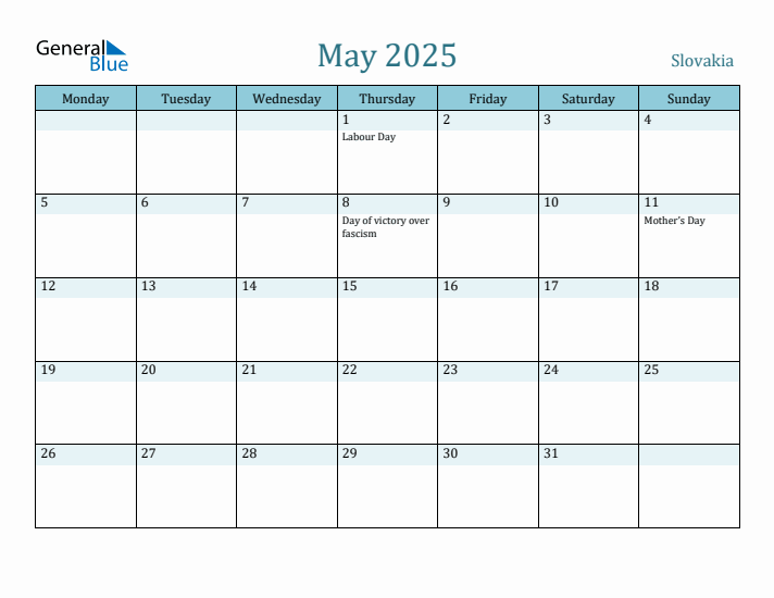 May 2025 Calendar with Holidays