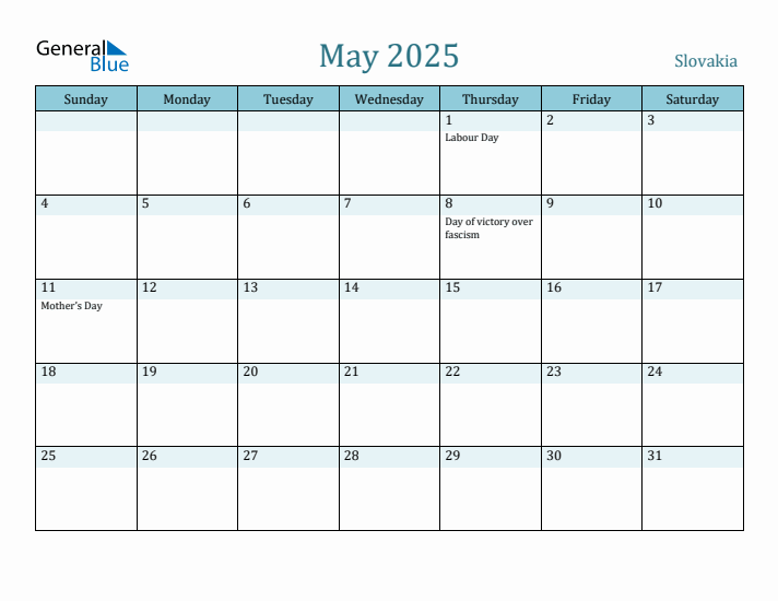 May 2025 Calendar with Holidays