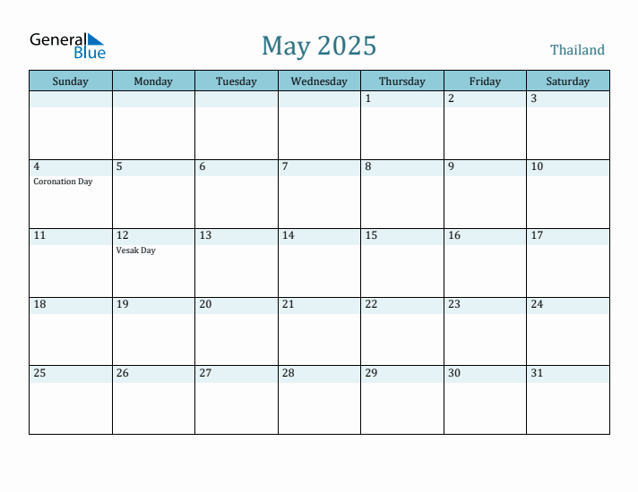 May 2025 Calendar with Holidays