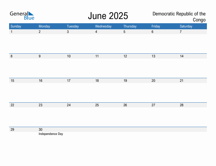 Fillable June 2025 Calendar