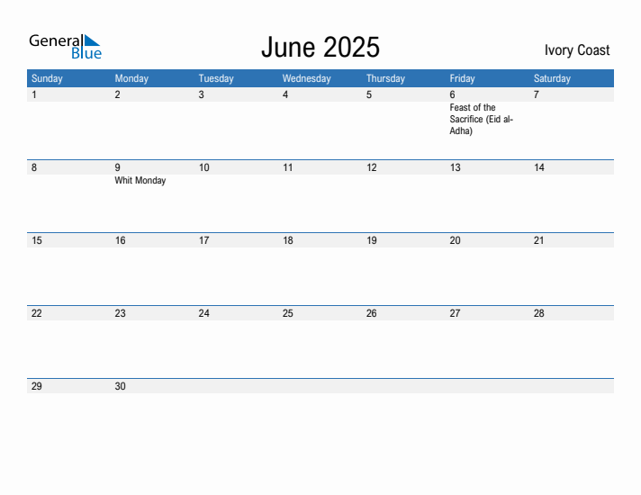 Fillable June 2025 Calendar