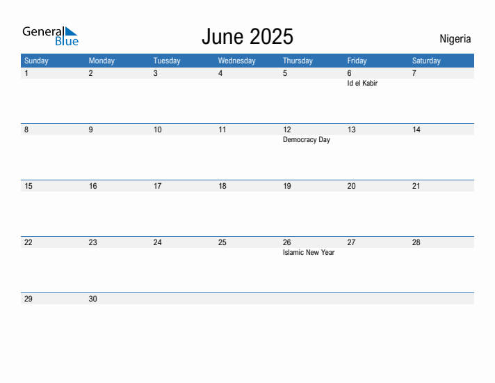 Fillable June 2025 Calendar