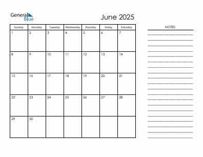 Current month calendar June 2025