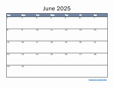 Last month calendar June 2025