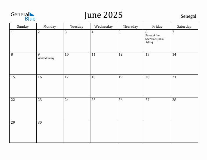 June 2025 Calendar Senegal