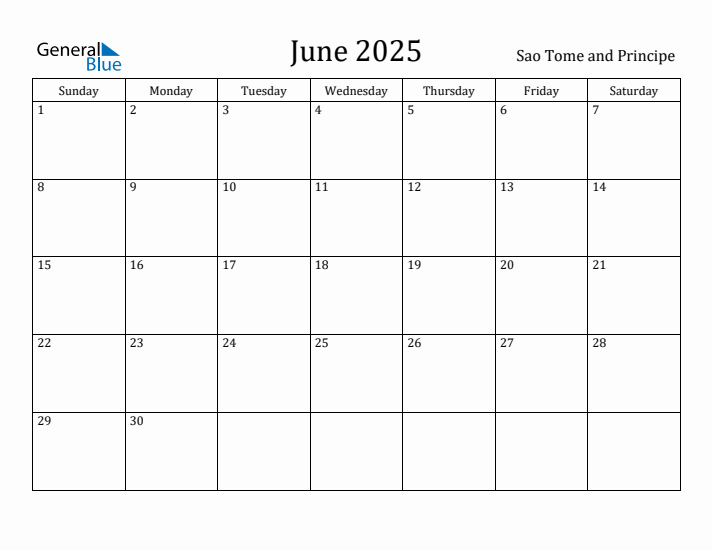 June 2025 Calendar Sao Tome and Principe