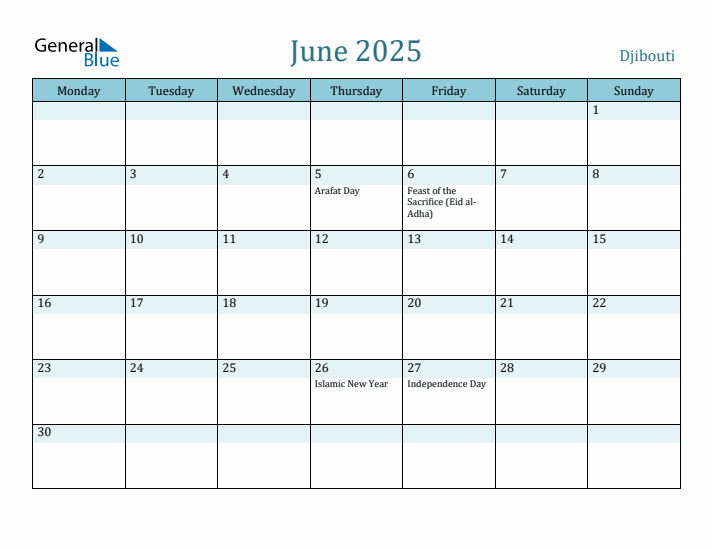 June 2025 Calendar with Holidays