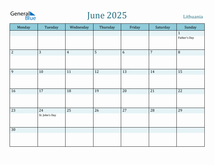 June 2025 Calendar with Holidays