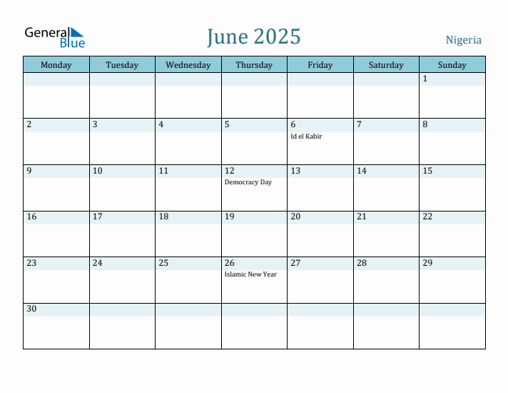 June 2025 Calendar with Holidays