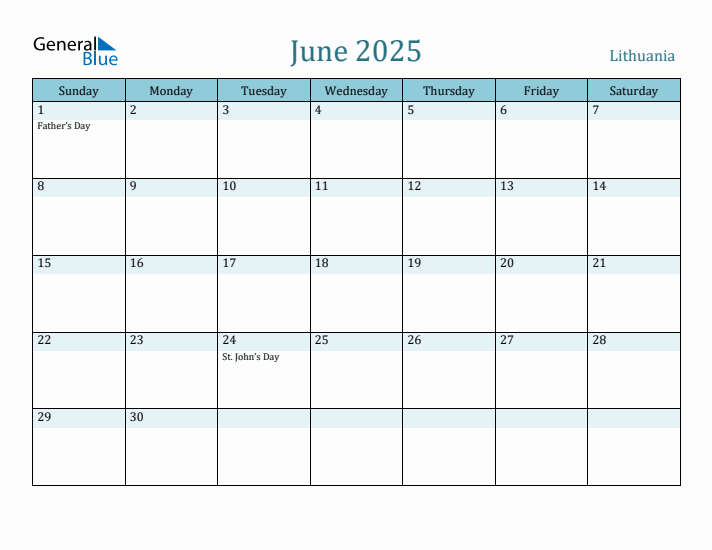 June 2025 Calendar with Holidays