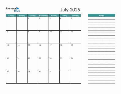 Next month calendar July 2025