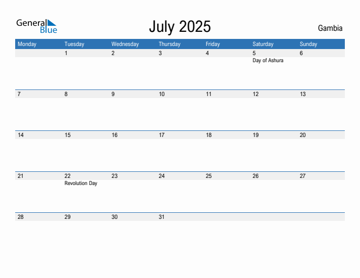 Fillable July 2025 Calendar