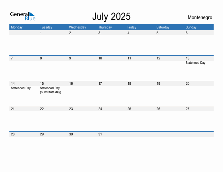 Fillable July 2025 Calendar