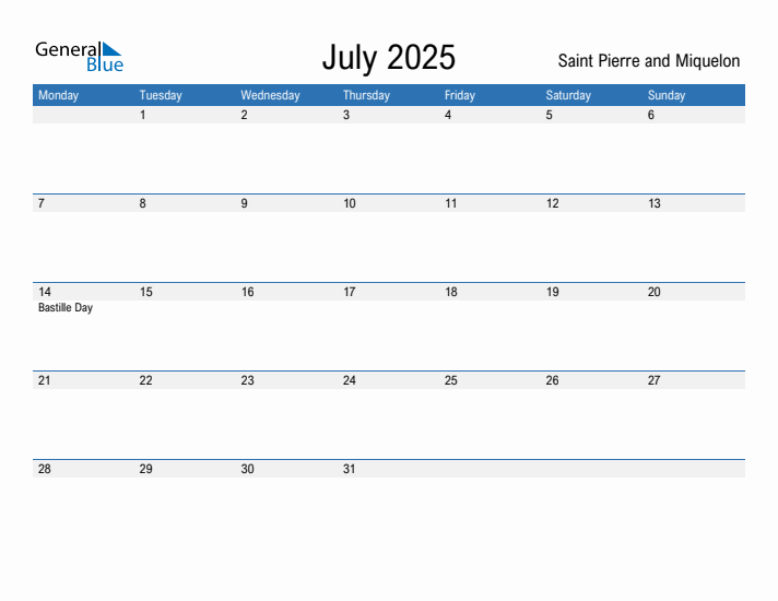 Fillable July 2025 Calendar