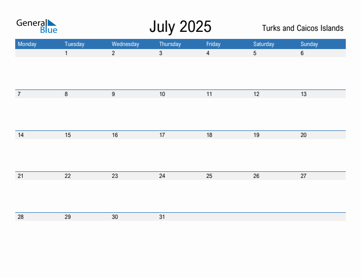 Fillable July 2025 Calendar