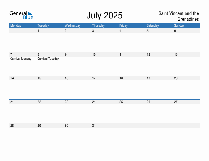 Fillable July 2025 Calendar
