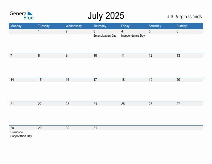 Fillable July 2025 Calendar