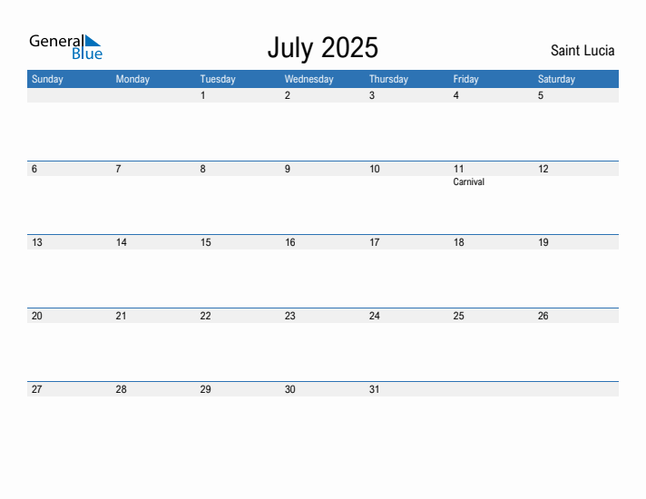 Fillable July 2025 Calendar