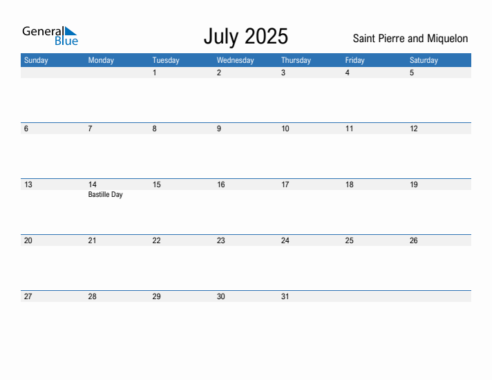 Fillable July 2025 Calendar