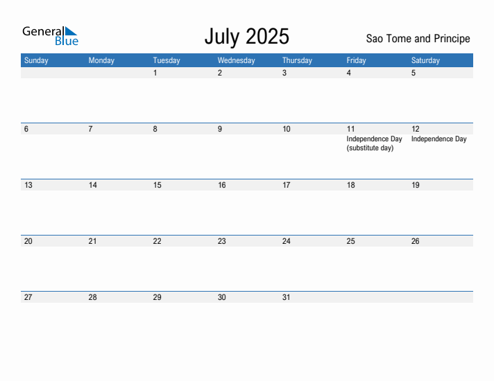 Fillable July 2025 Calendar