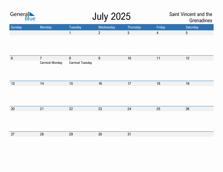 Fillable July 2025 Calendar