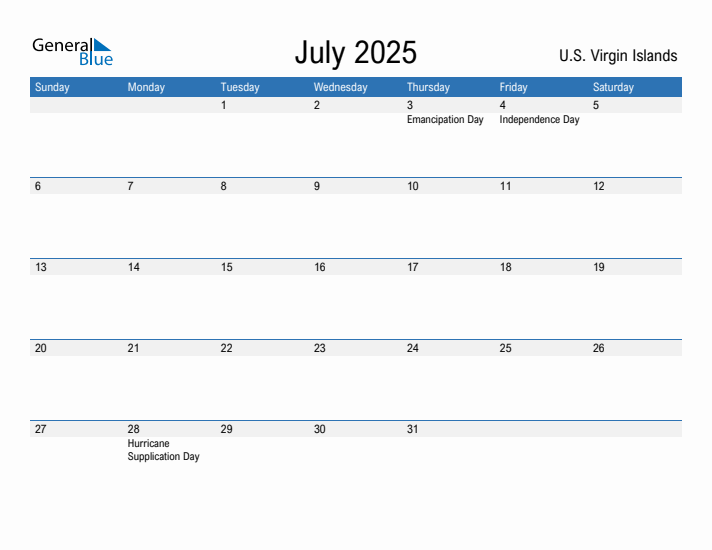 Fillable July 2025 Calendar