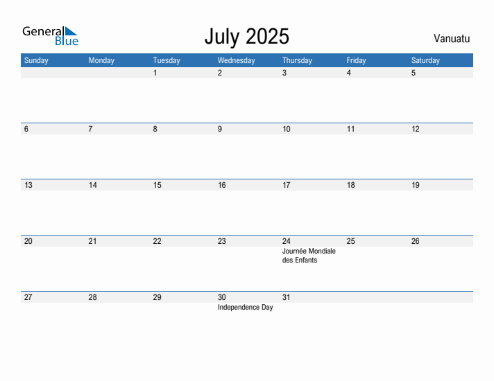 Fillable July 2025 Calendar