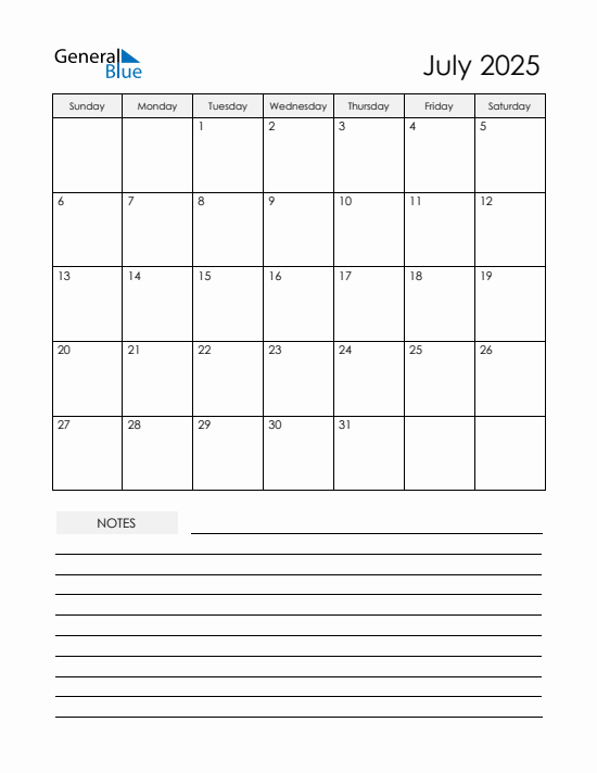 Current month calendar July 2025