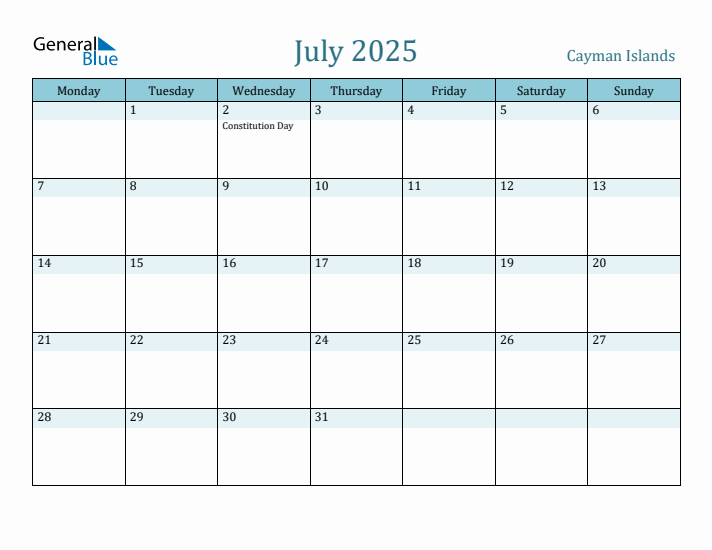 July 2025 Calendar with Holidays