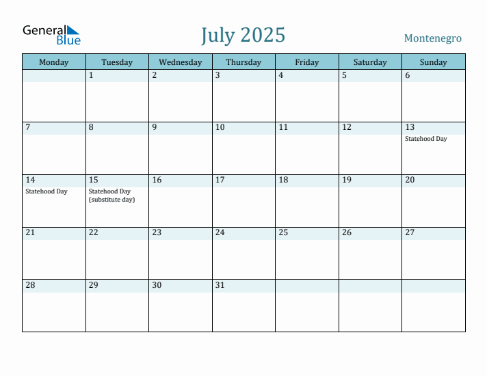 July 2025 Calendar with Holidays