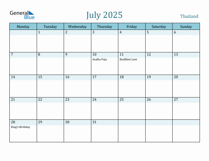 July 2025 Calendar with Holidays