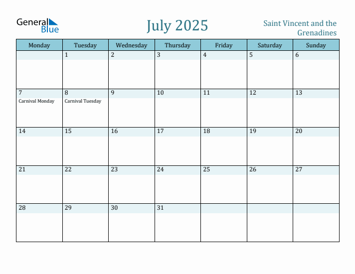 July 2025 Calendar with Holidays