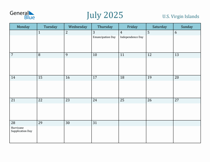 July 2025 Calendar with Holidays