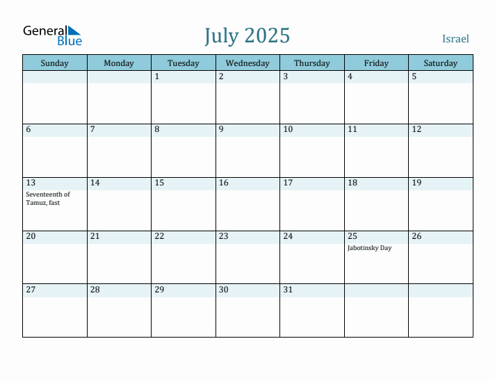 July 2025 Calendar with Holidays