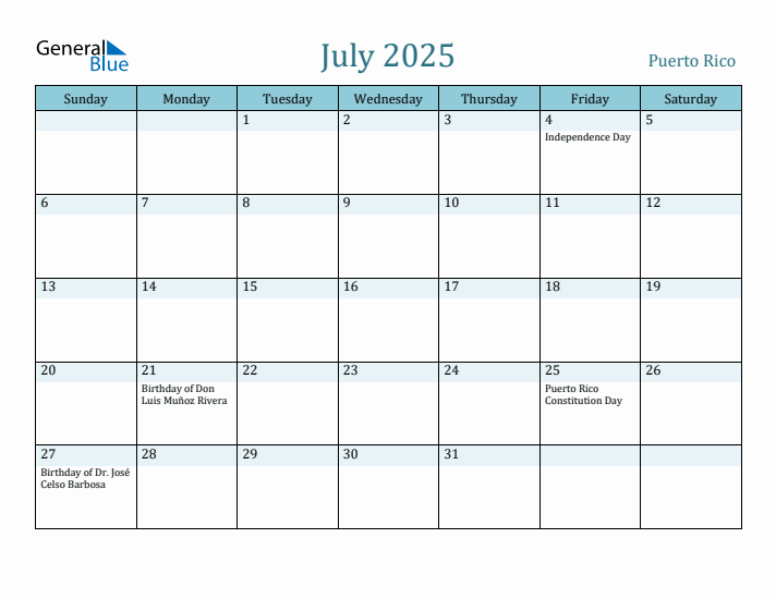 July 2025 Calendar with Holidays