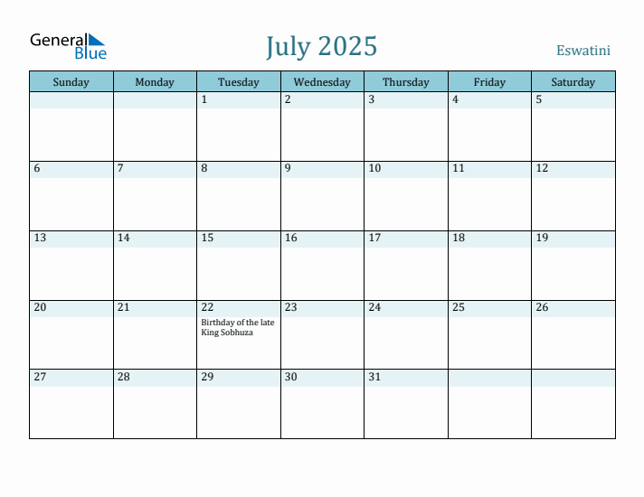 July 2025 Calendar with Holidays