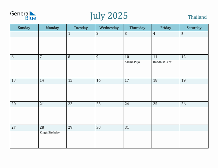 July 2025 Calendar with Holidays