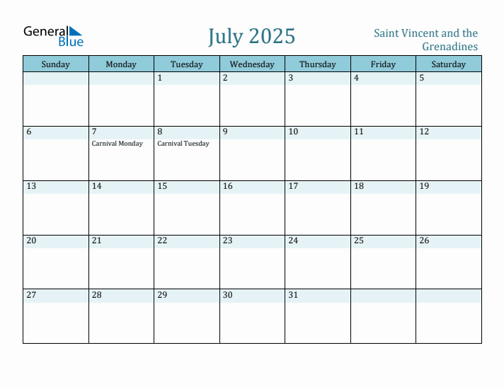 July 2025 Calendar with Holidays