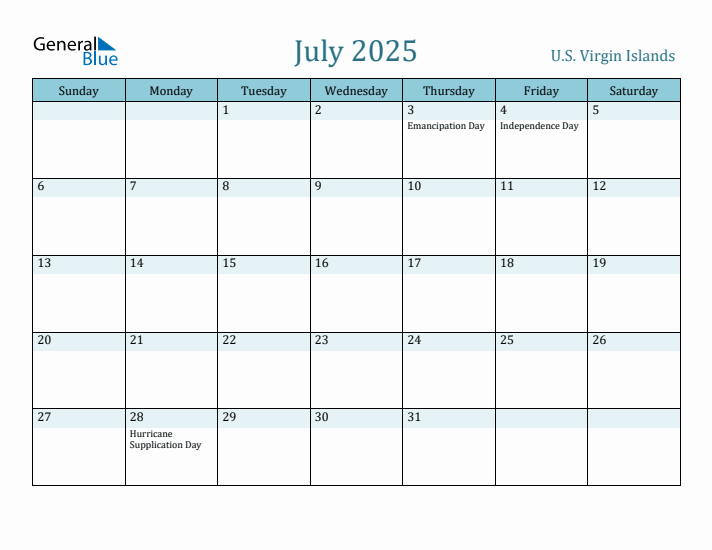 July 2025 Calendar with Holidays