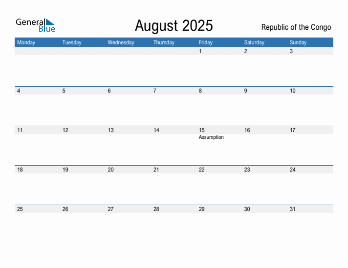 Fillable August 2025 Calendar