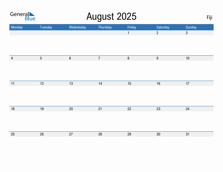 Fillable August 2025 Calendar
