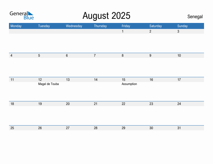 Fillable August 2025 Calendar